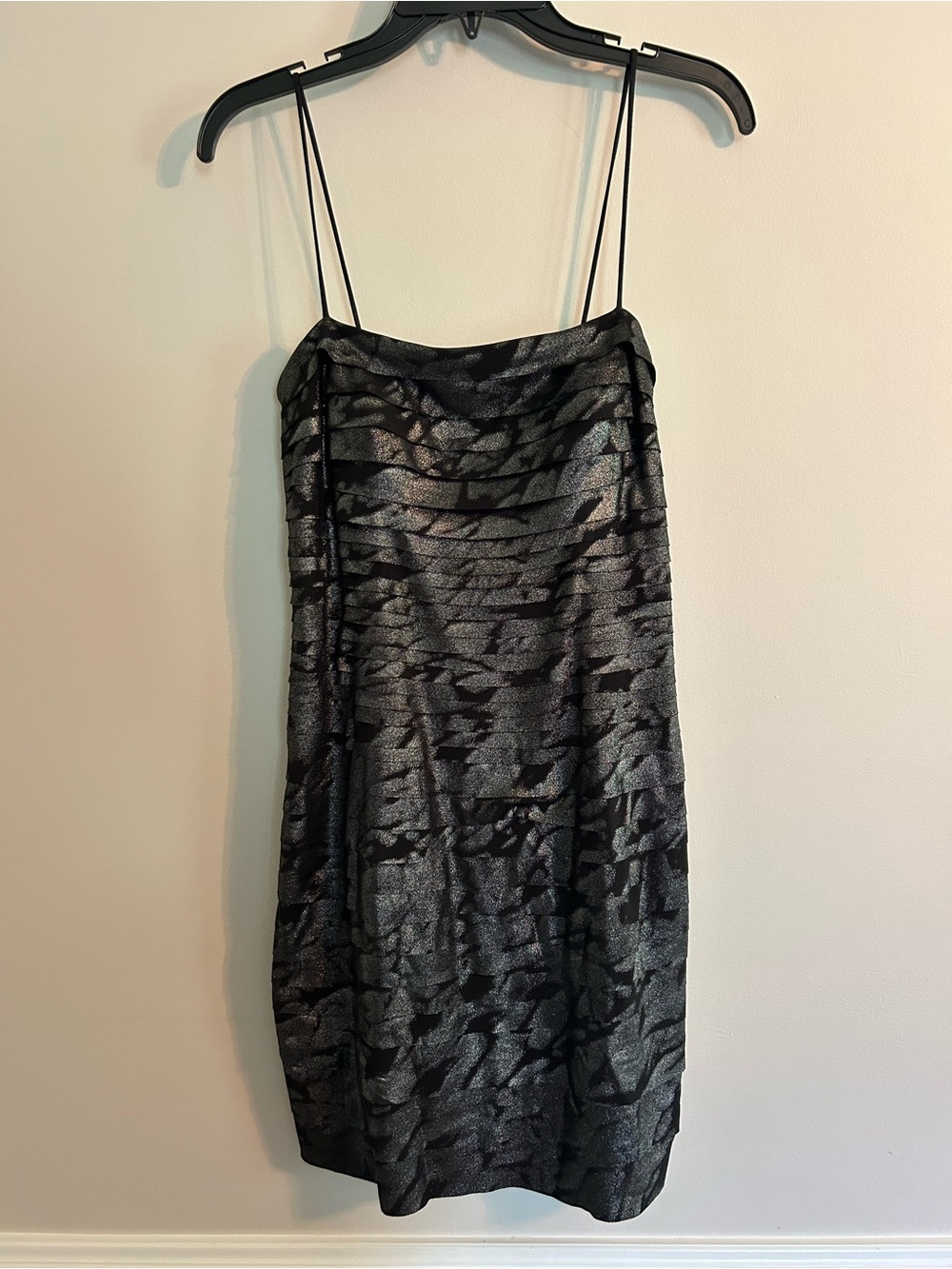 JS Collections Black Silver Metallic Slip Dress